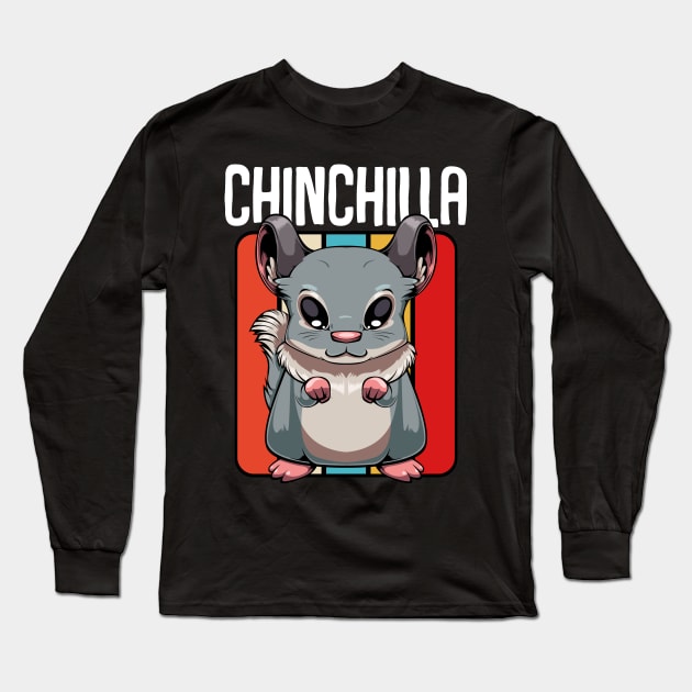 Chinchilla - Cute Retro Style Kawaii Rodent Long Sleeve T-Shirt by Lumio Gifts